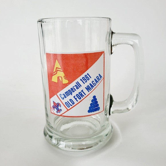 Vintage Boy Scout Glass Mug Camperall 1981 Old Fort Niagara - Picture 1 of 8
